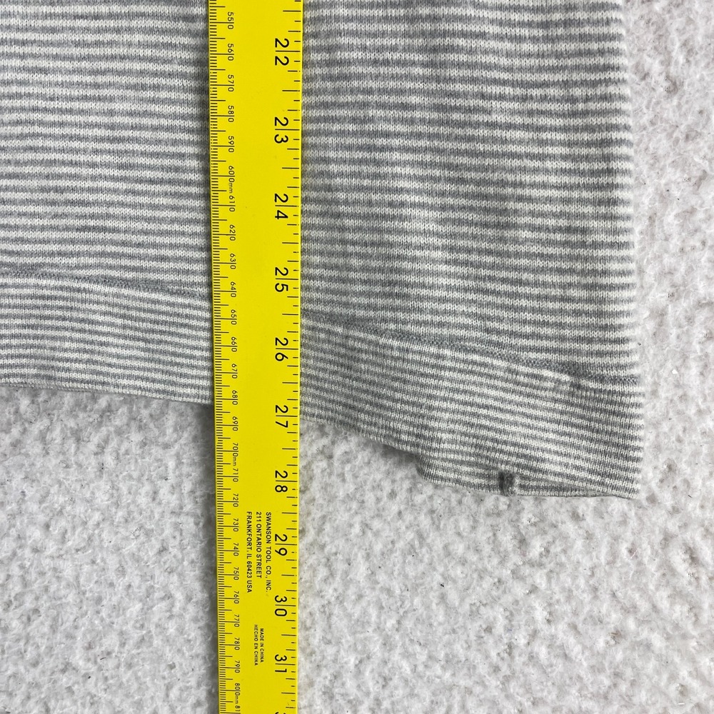 J. Jill Cardigan Sweater Womens Large Petite Gray‎ White Stripe Long Sleeve Knit - Picture 8 of 13